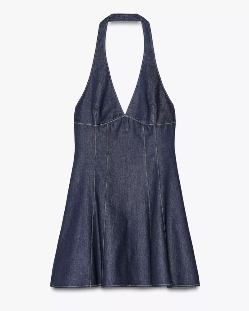 Mini Zara Denim halter Dress - Image 1