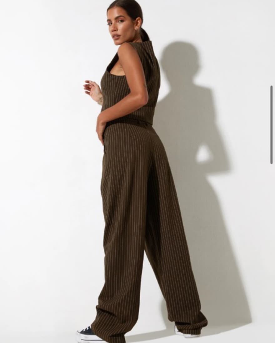 TROUSER IN PINSTRIPE BROWN - Image 4
