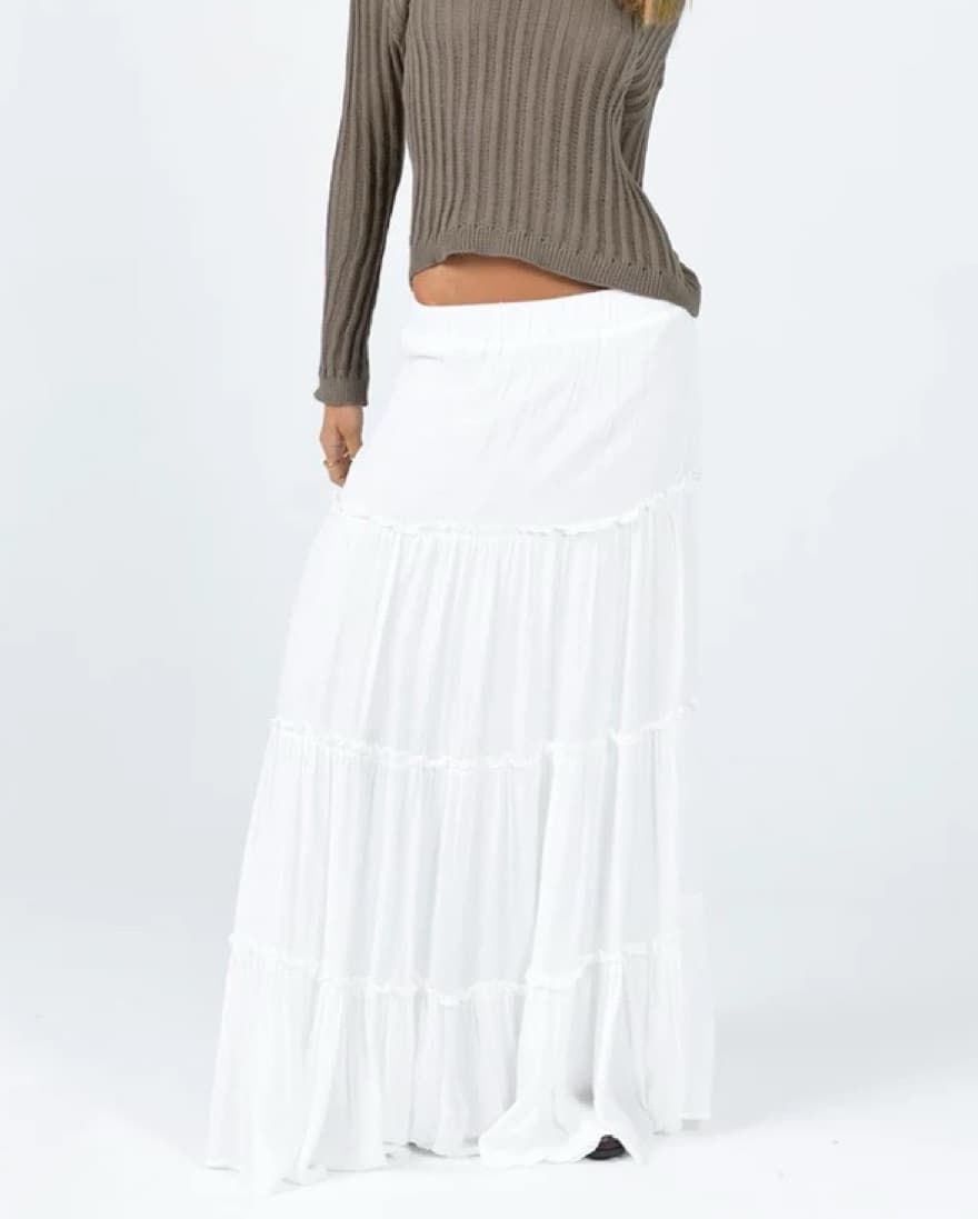 Flowy White Maxi Skirt - Image 2