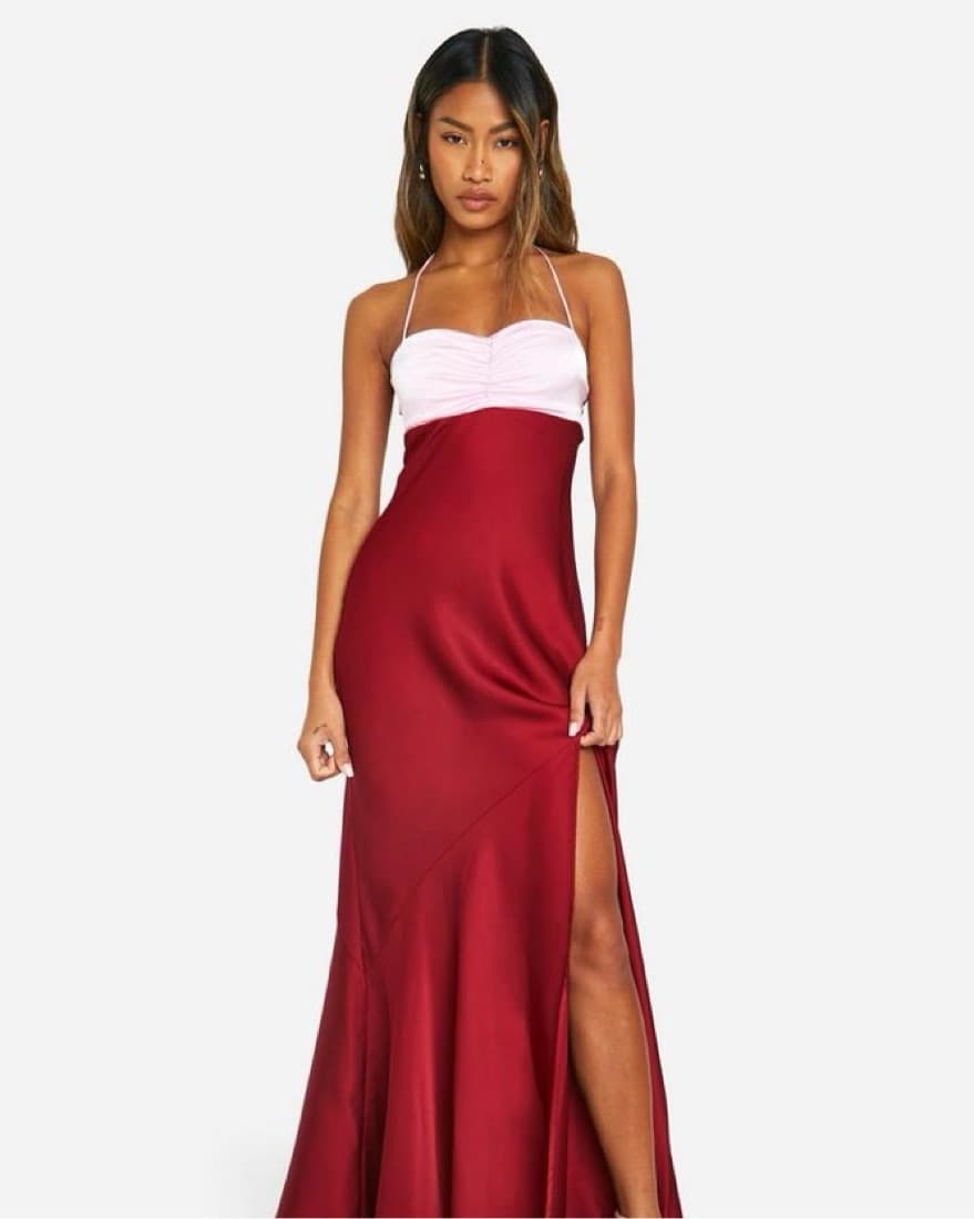 Red And Pink Satin Maxi - Image 2