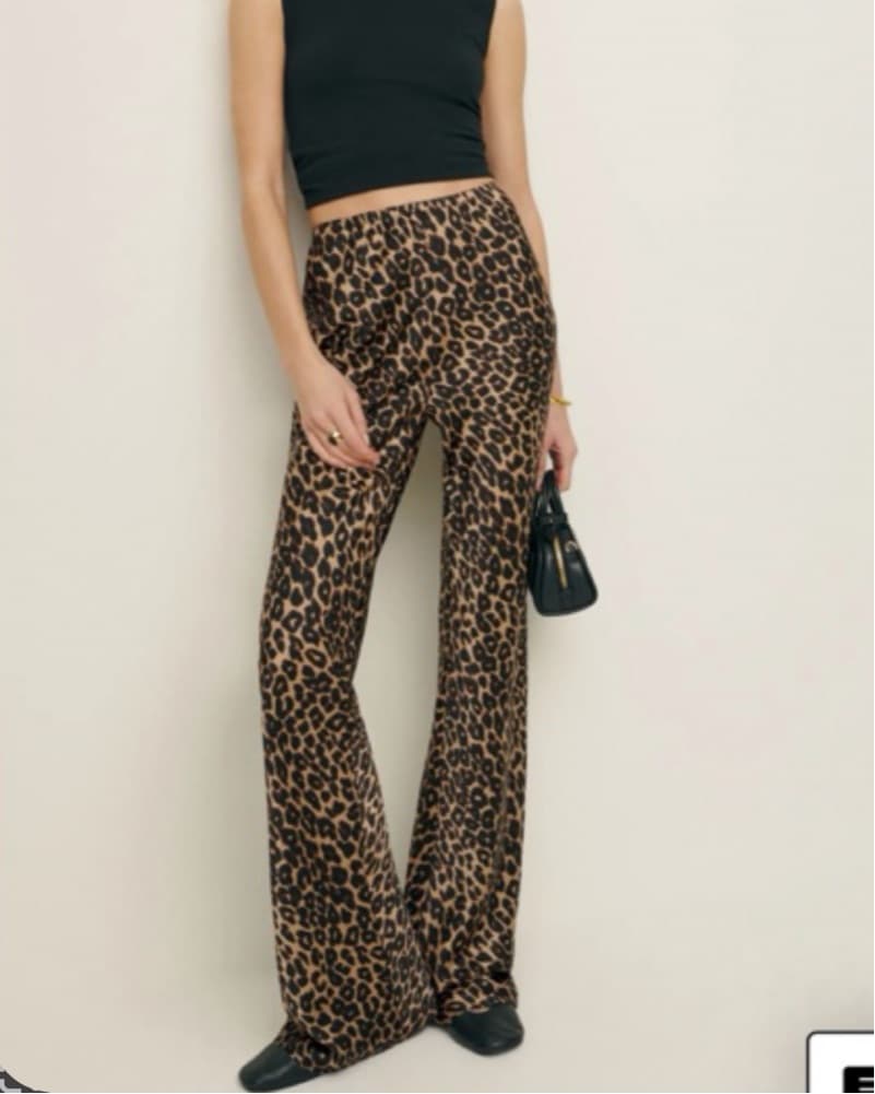 Reformation Gale Silk Pants Leopard - Image 3