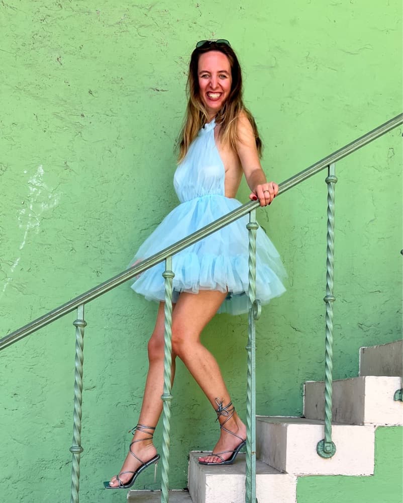 Dreamy Blue Tulle Mini Dress - Image 3