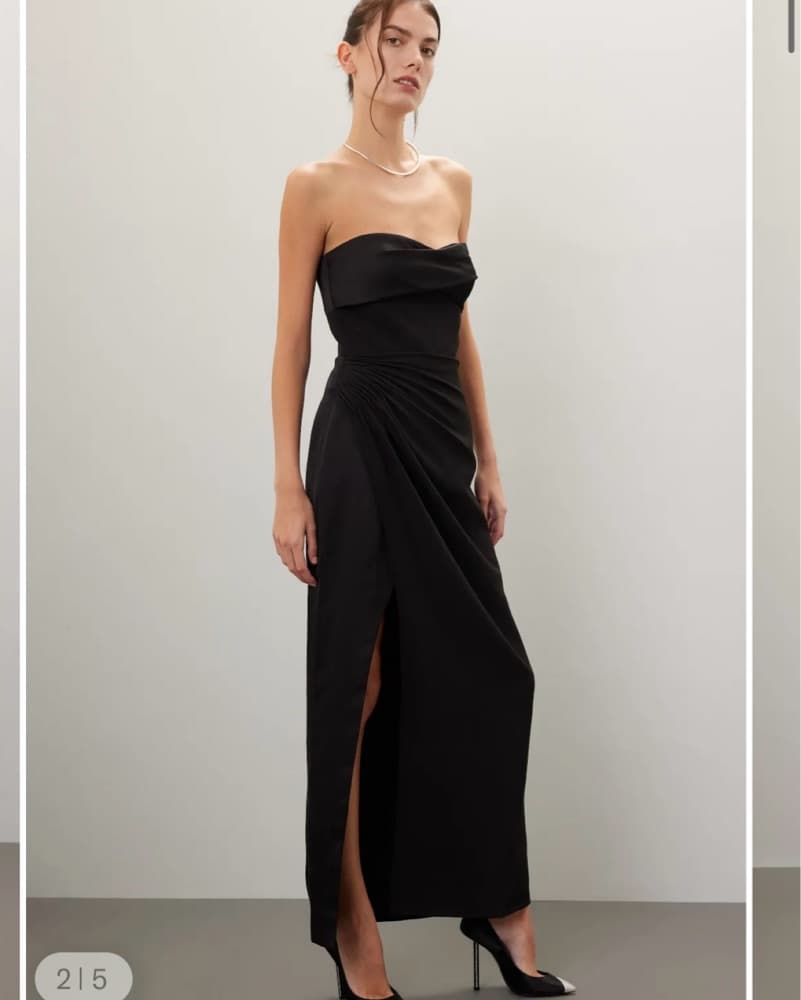 Black Strapless Floor Length Gown - Image 2
