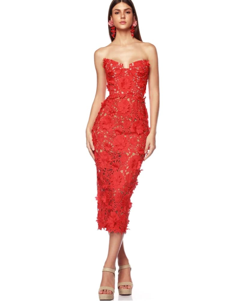 Jasmine Midi Dress in Red  - Image 1