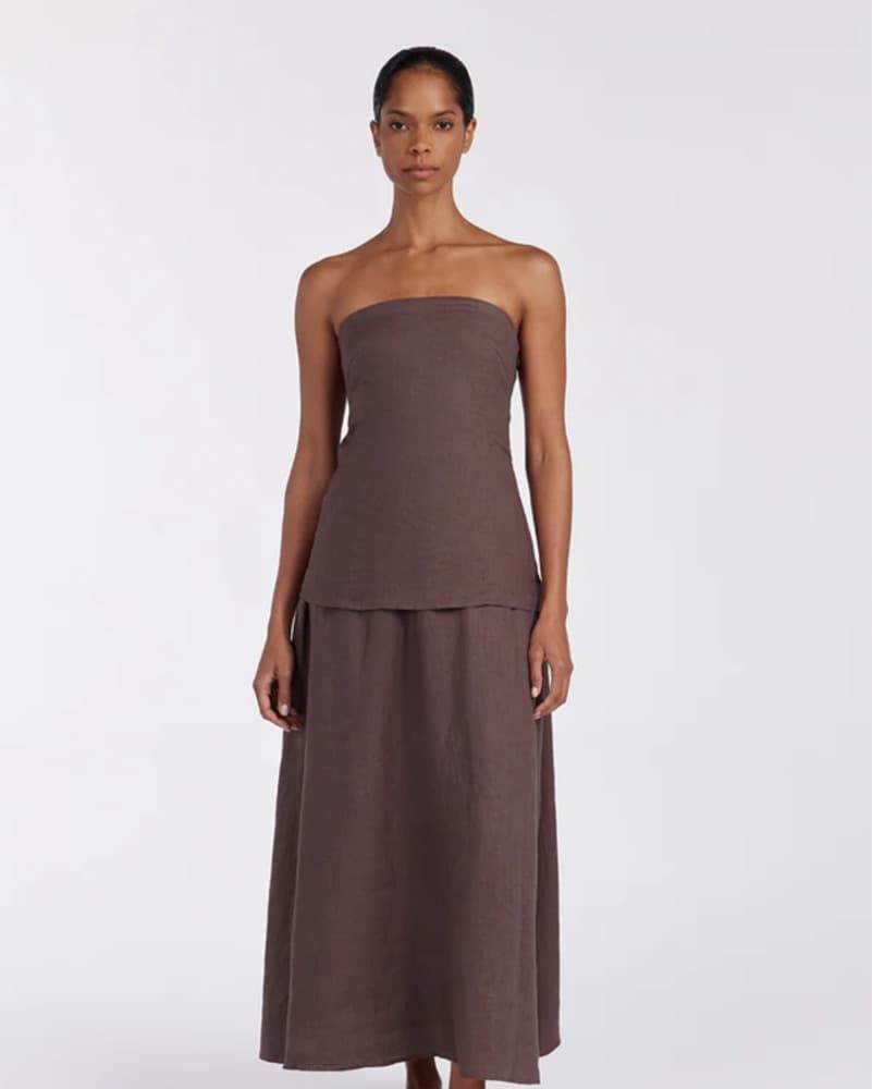 Dissh Brown Drop Waist Linen Dress - Image 1