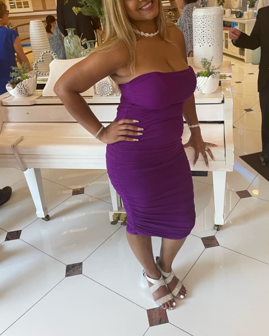 Purple Tube Ruched Midi dress  - Image 2