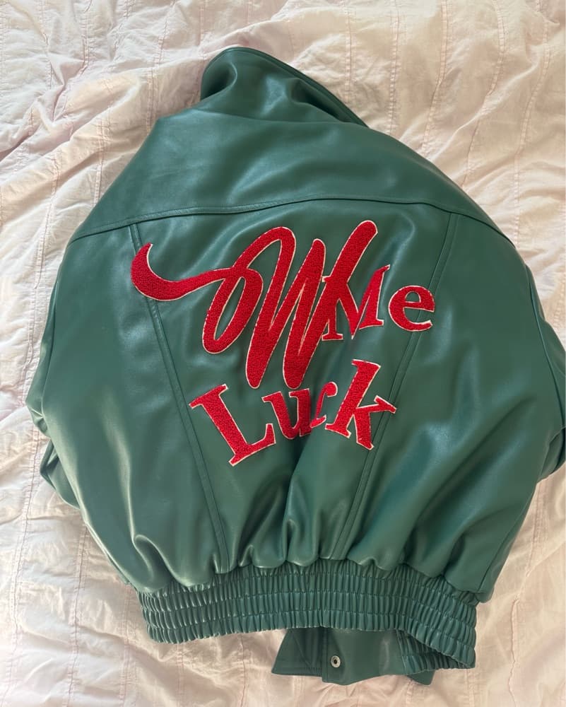 Wish Me Luck Green Leather Bomber  - Image 3