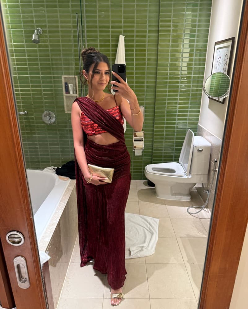 Red Sari (prestitched) - Image 2