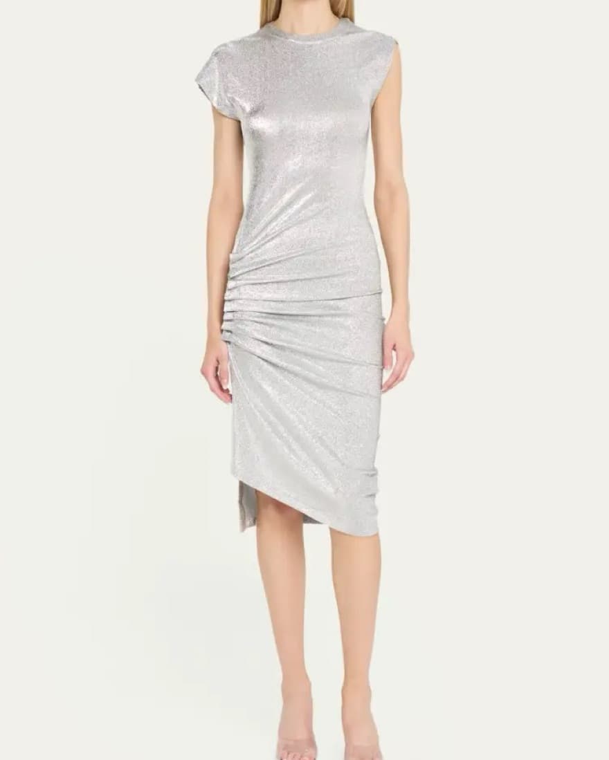 RABANNE Draped Asymmetric Side Snap Midi - Image 1