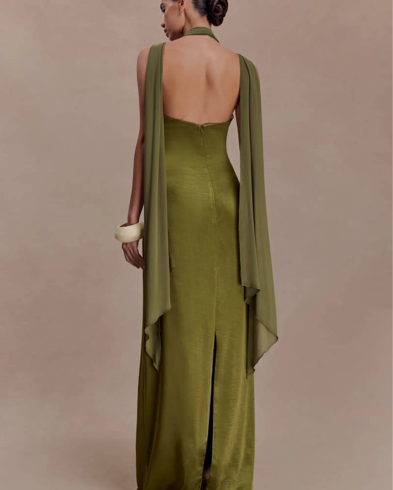 MYLA Draped Shoulders Satin Maxi Dress - Image 2