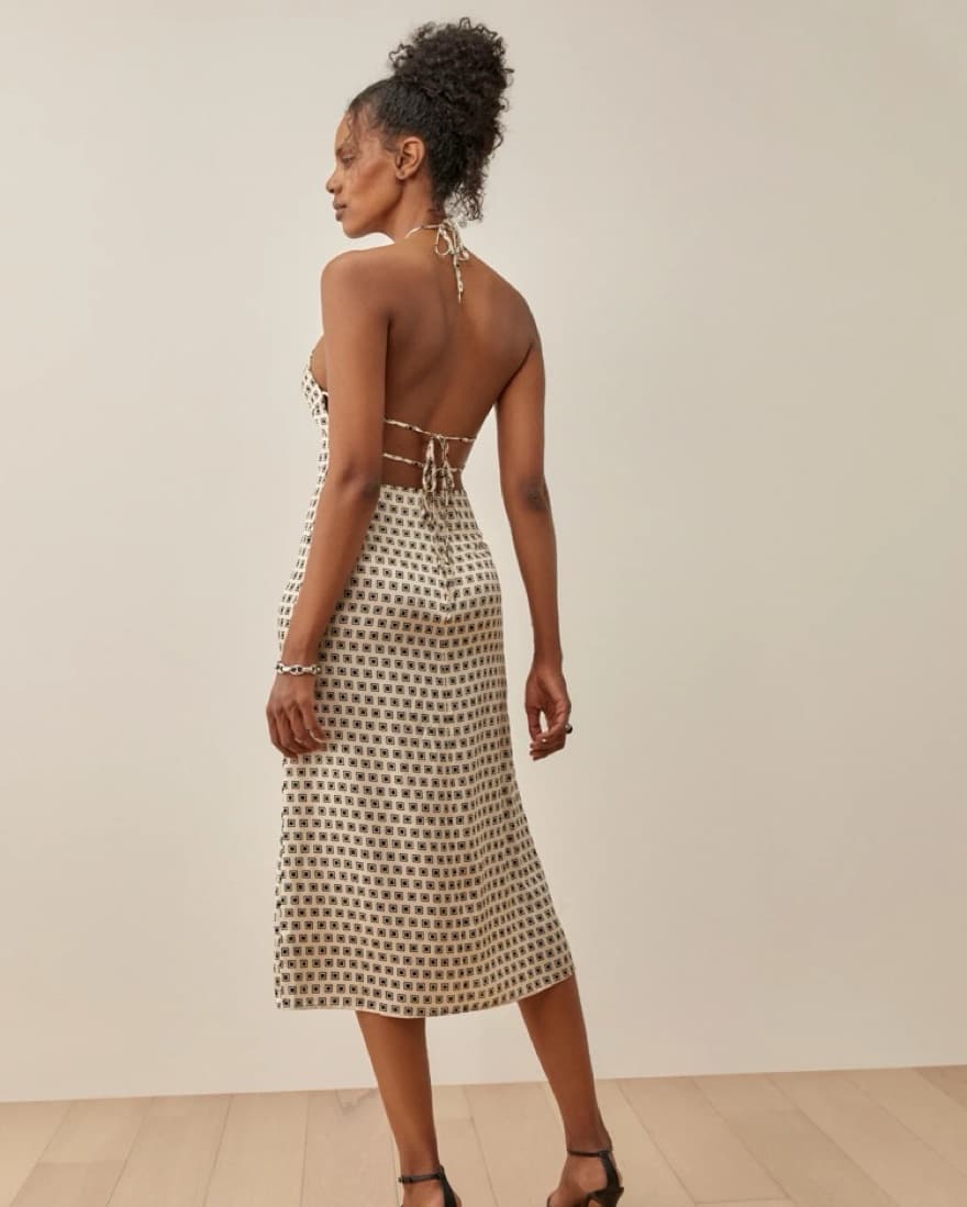 Reformation Cream Printed Midi Dress - Image 4