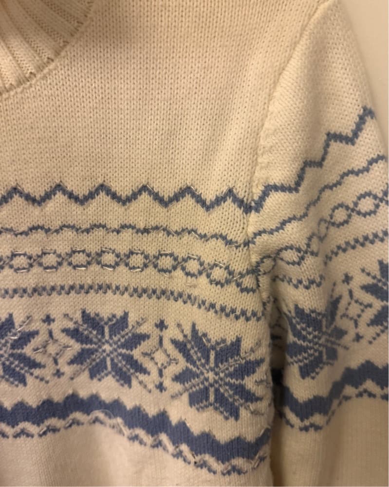 Ski Snow Knit Sweater White Blue - Image 2