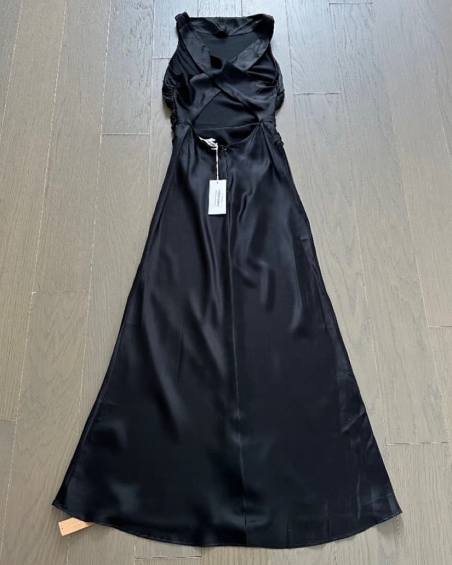 Reformation Casette Silk Dress Blk - Image 6