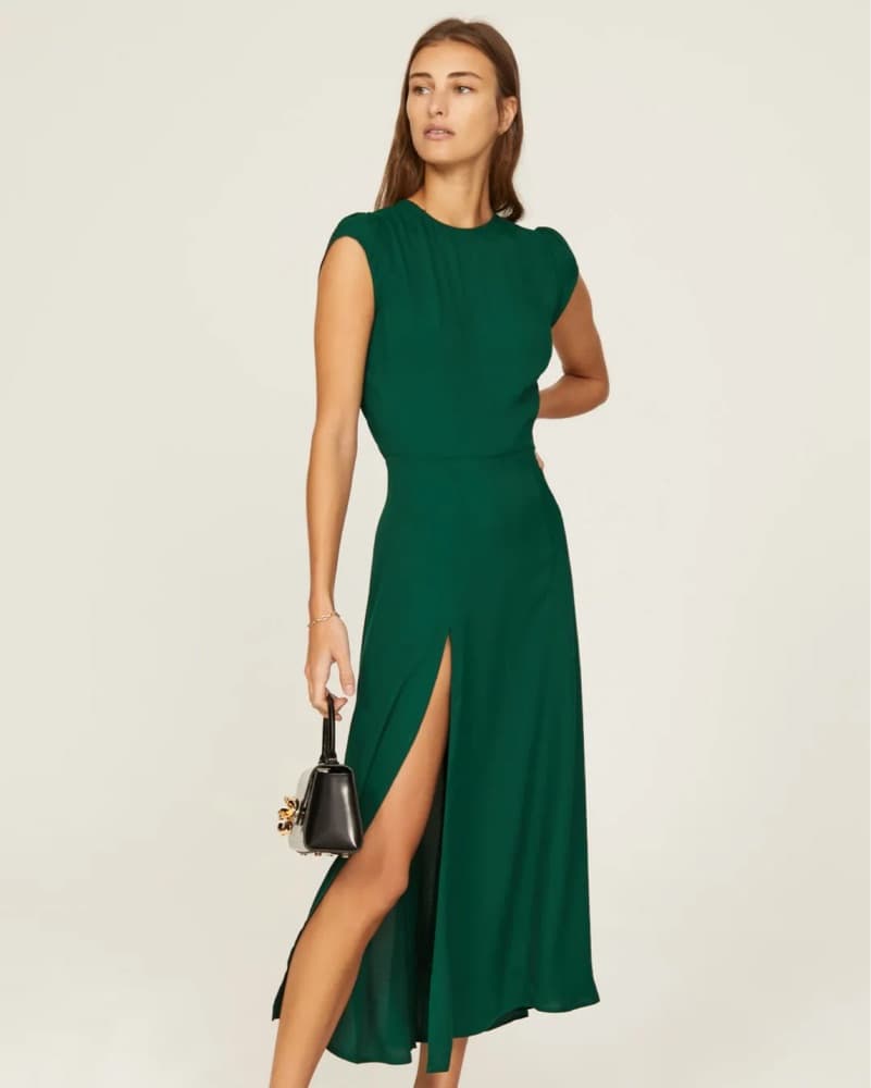 Green Reformation Cap Sleeve Dress  - Image 2