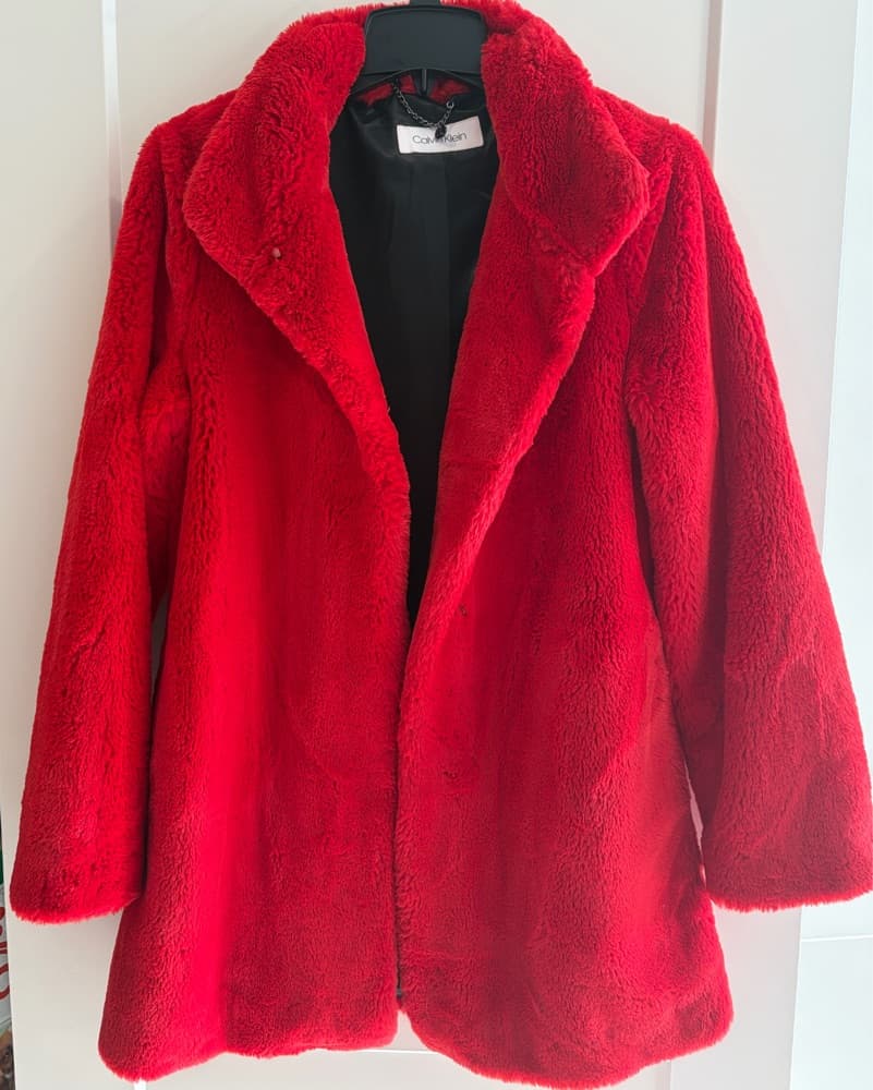 Red Faux Fur Coat Calvin klein - Image 2