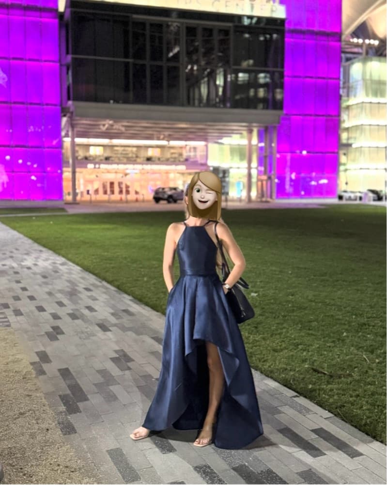 Broadway Show Navy Blue High-Low Gown - Image 3