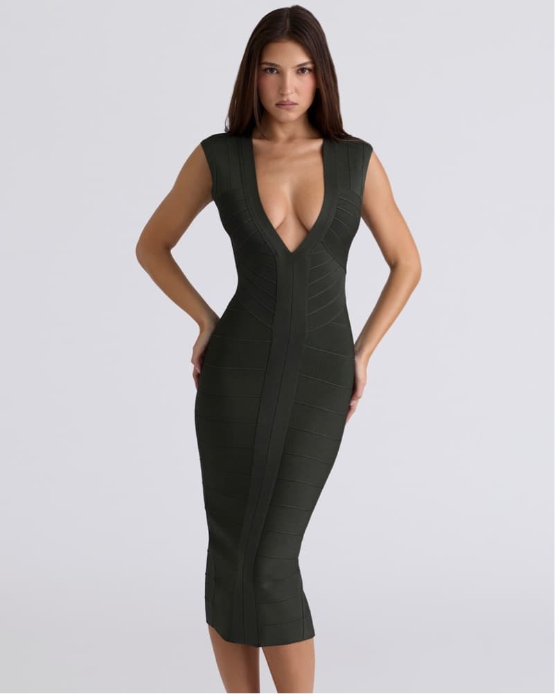 House Of Cb Plunge Midi Dress - Image 1