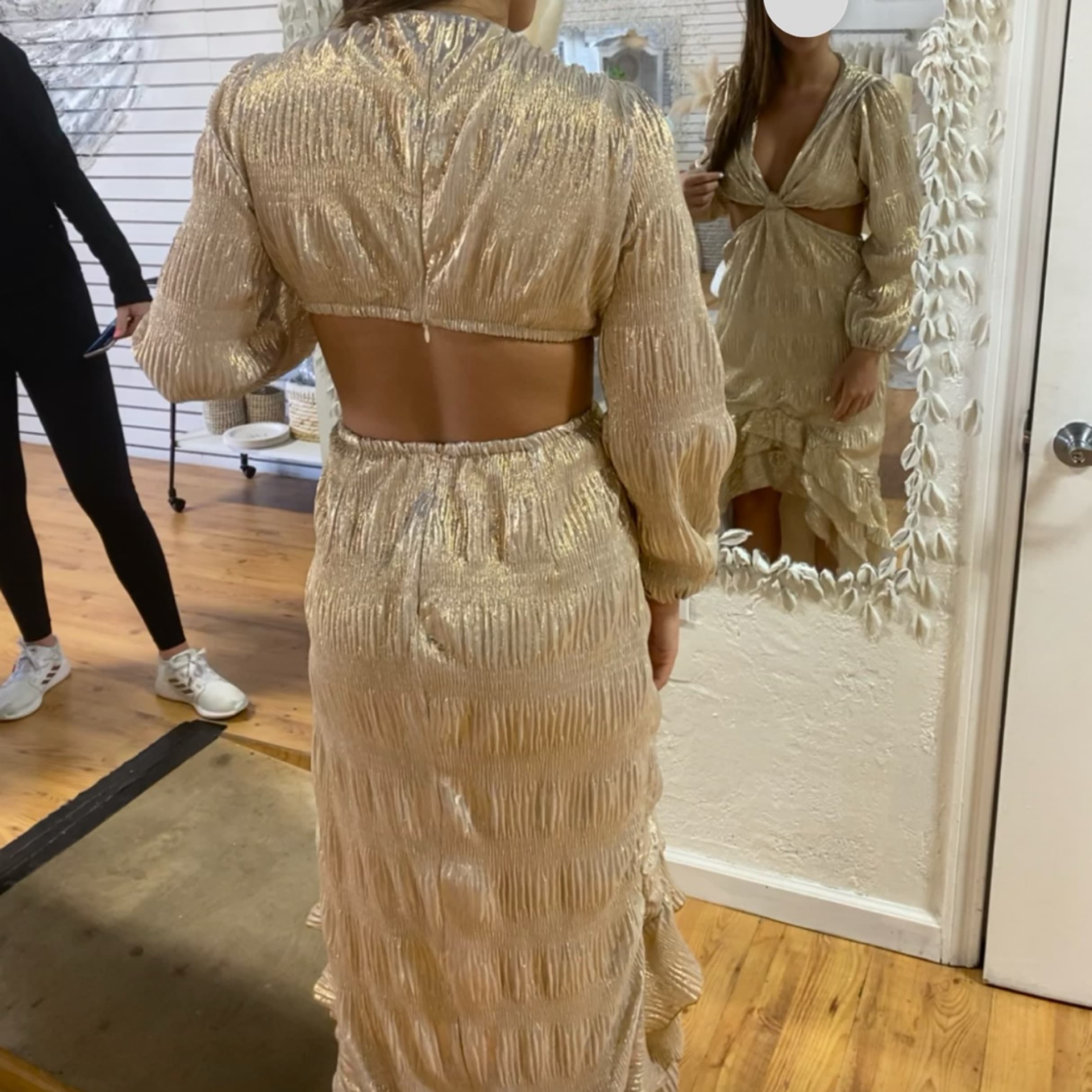 CUSTOM Gold Shimmer High Low Gown - Image 3