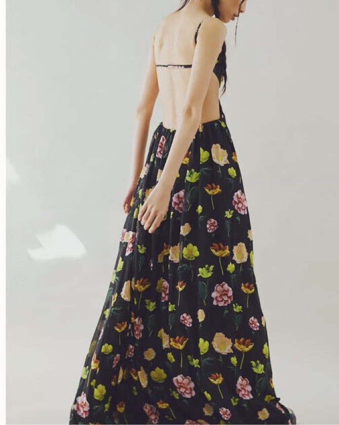Sau Lee Giselle Black Floral Gown - Image 2