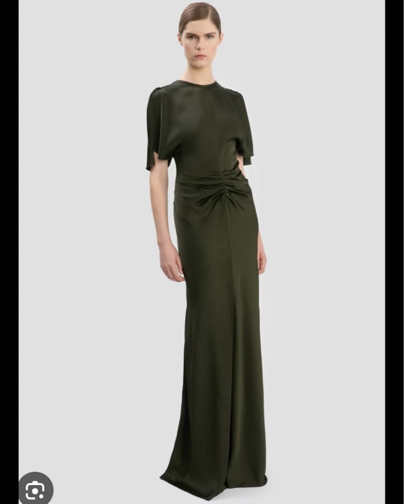 Victoria Beckham Bela Gown In Olive  - Image 1