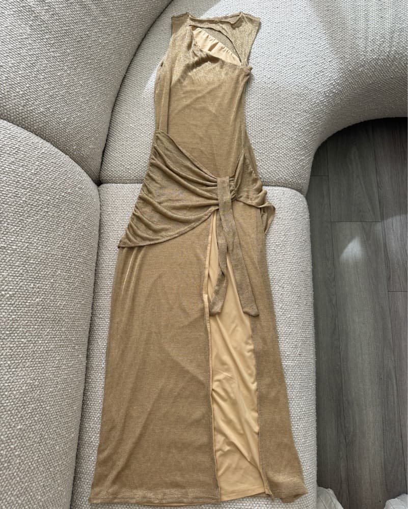 Tiger Mist Azelma Gold Maxi Dress - Image 3