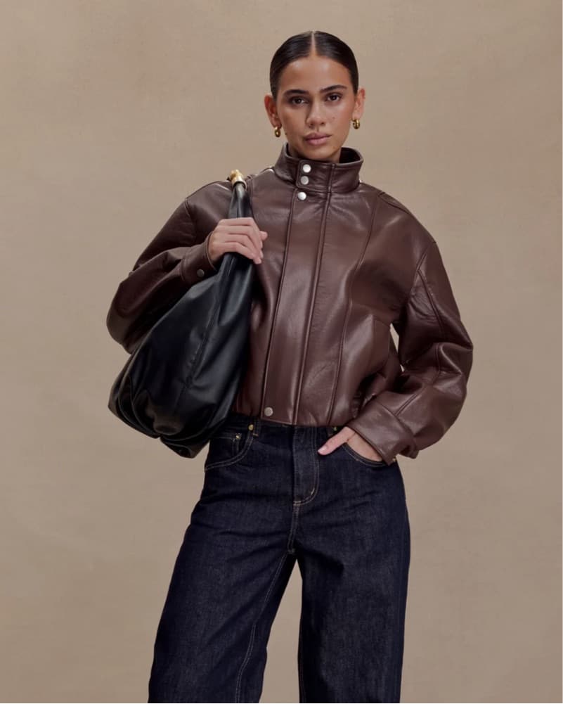 Meshki Brown leather Jacket - Image 3