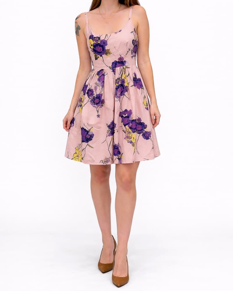 BB Dakota Pink Floral Fit & Flare Dress - Image 1