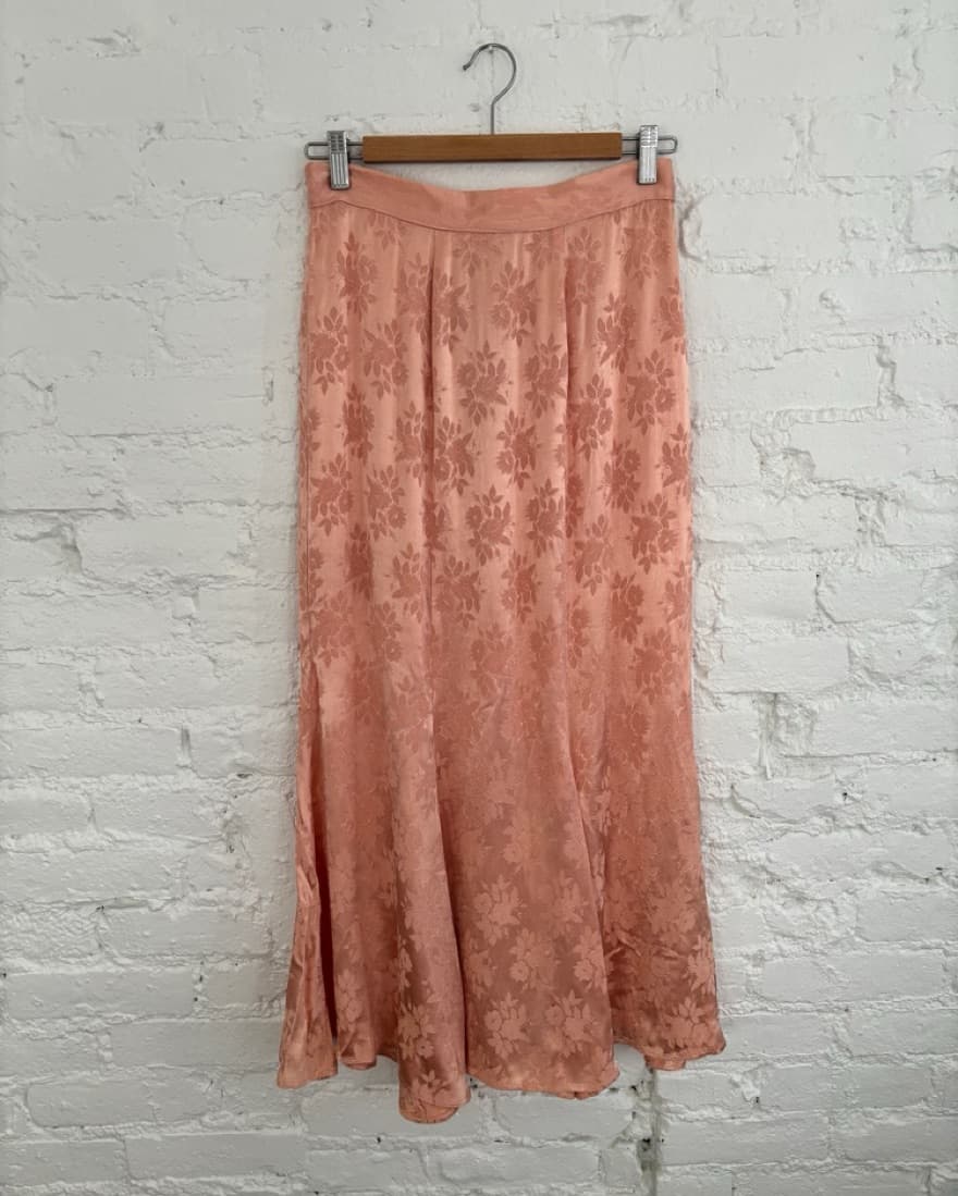 vintage silk peach jacquard maxi skirt - Image 1