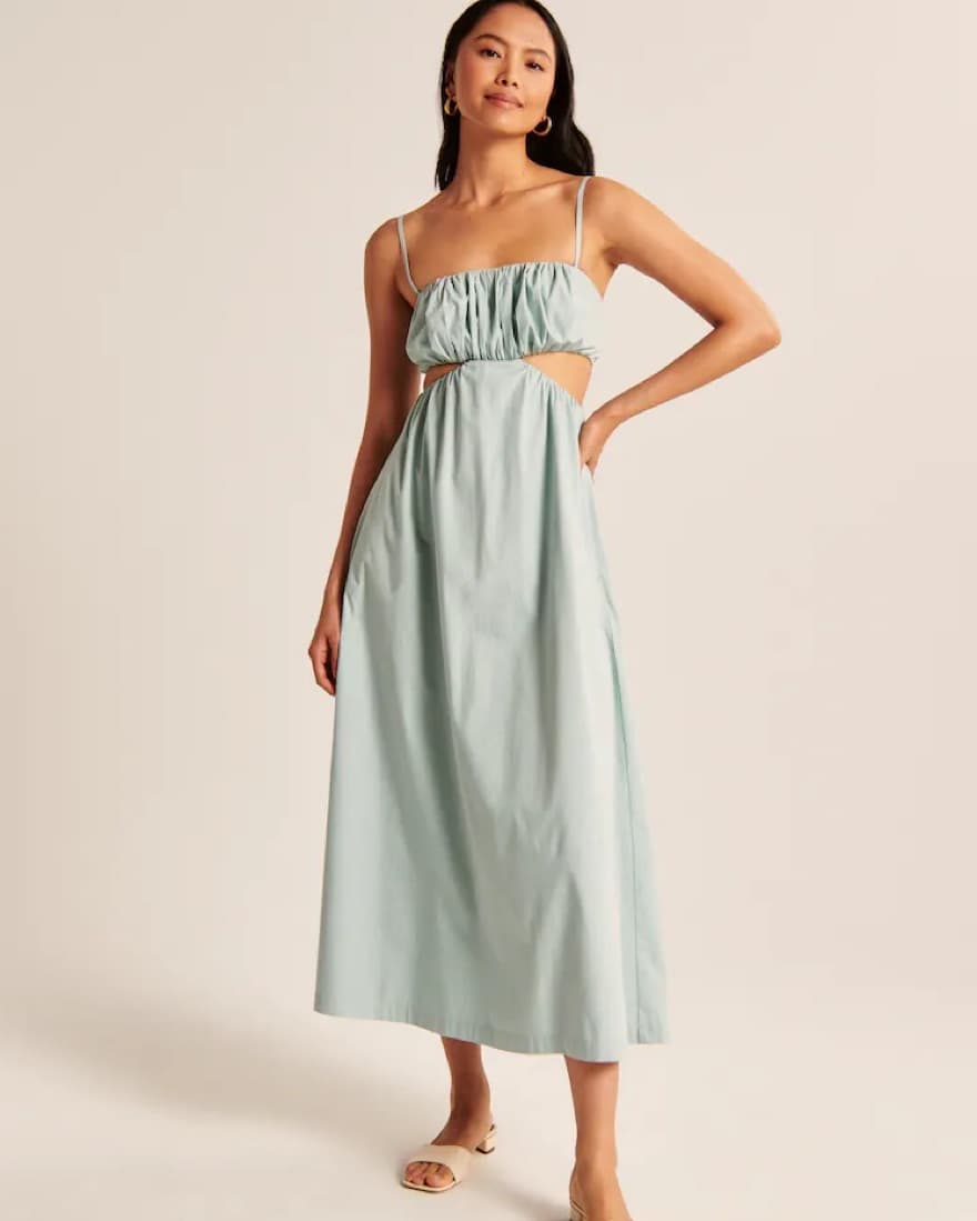 White Bubble Top Cutout Midi Dress - Image 2