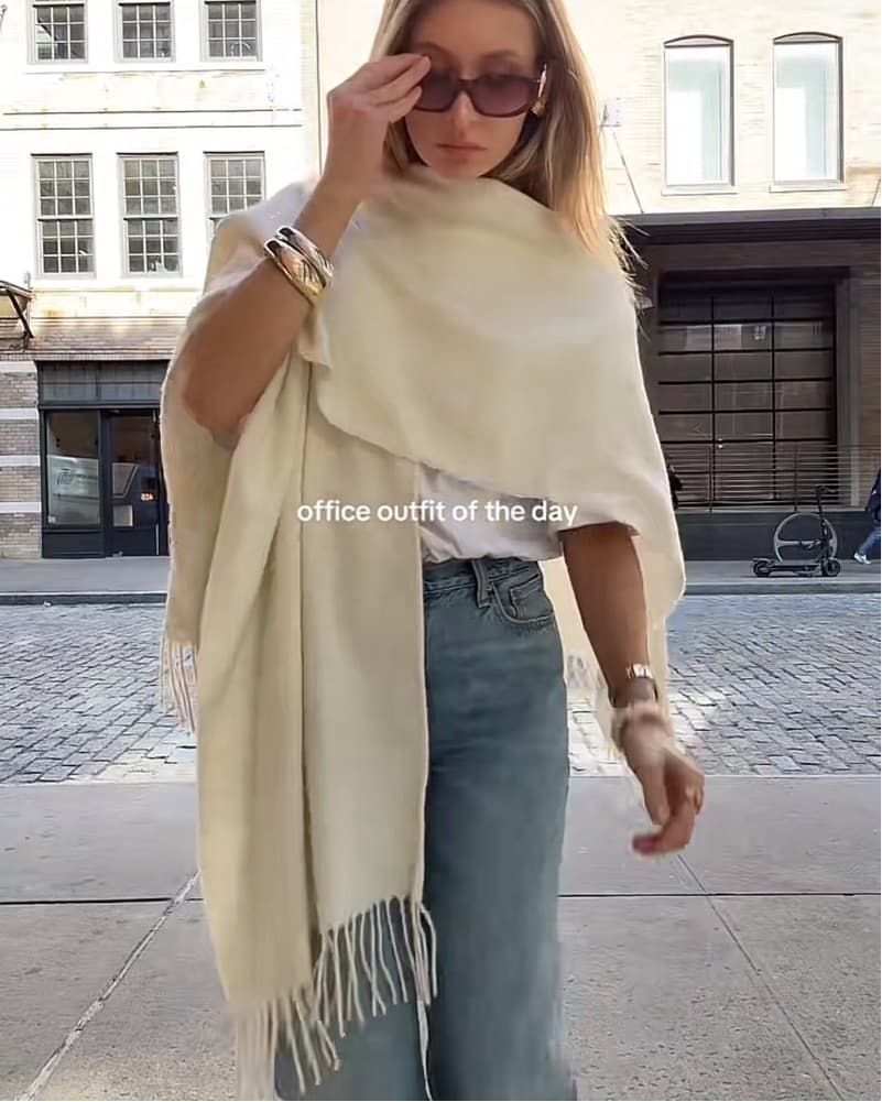 Fringe shawl - ivory  - Image 2