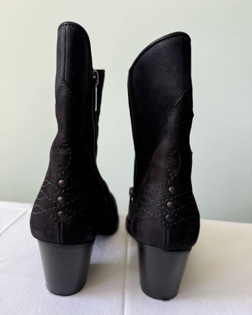 Western Black Suede Booties - Image 3