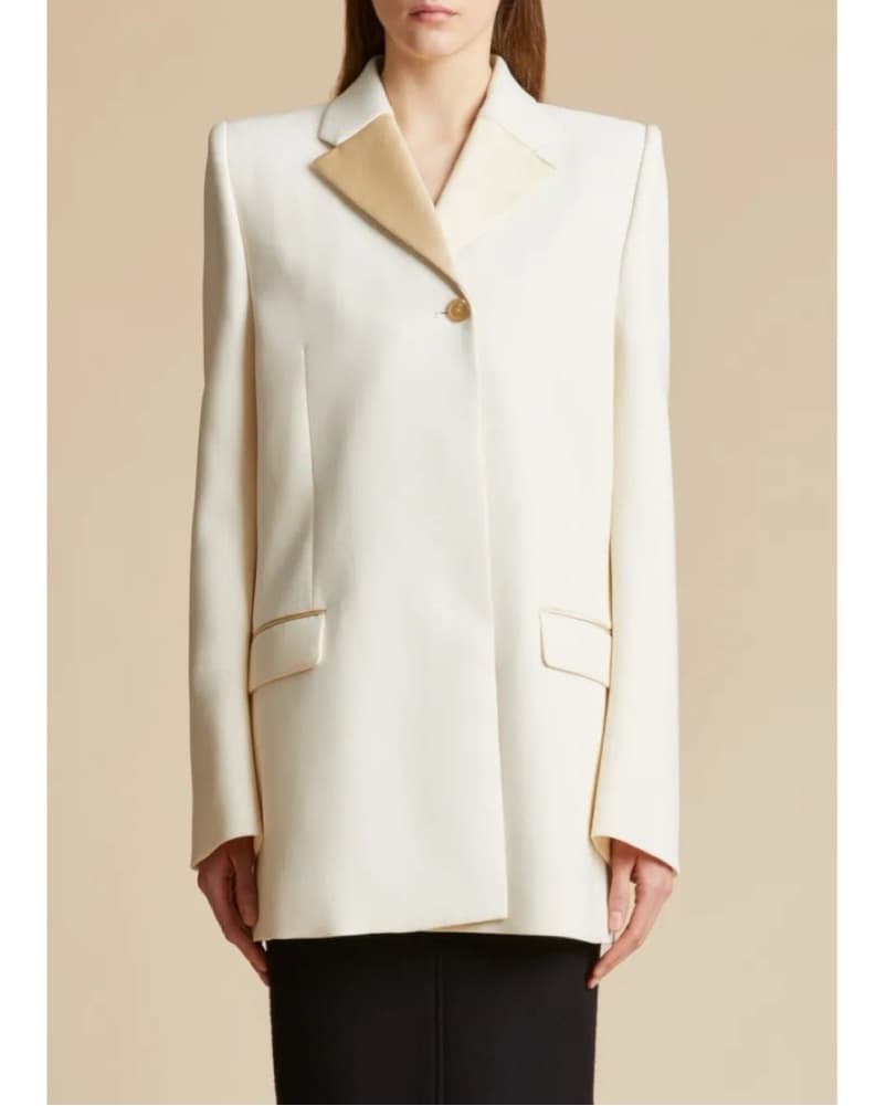 KHAITE Isaline satin-trimmed Wool Blazer - Image 5