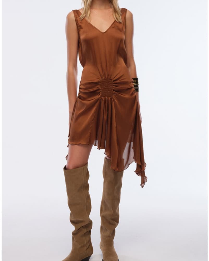 SIEDRÉS Clemens Gathered Satin Dress - Image 1