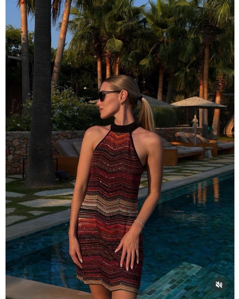 Shimmer Chevron Halter Minidress - Image 2