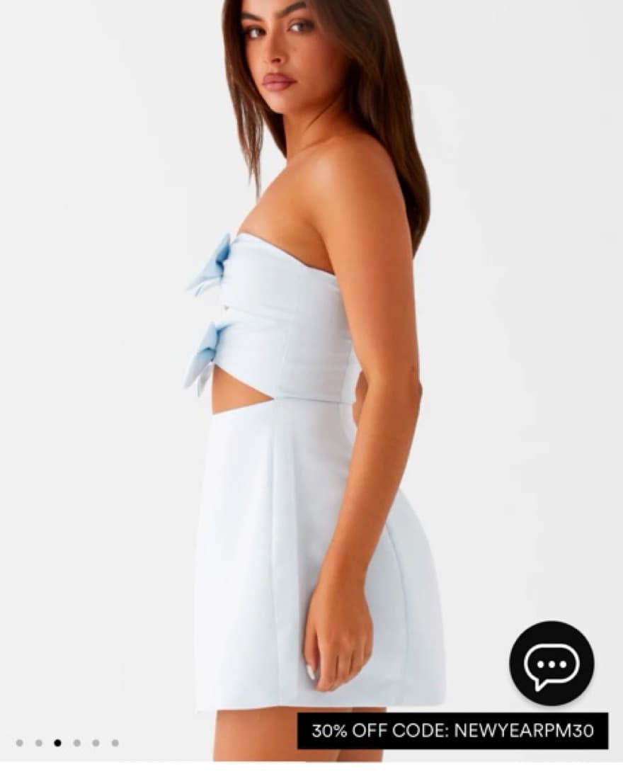Feminine Blue Bow Crop Top Mini Dress - Image 3