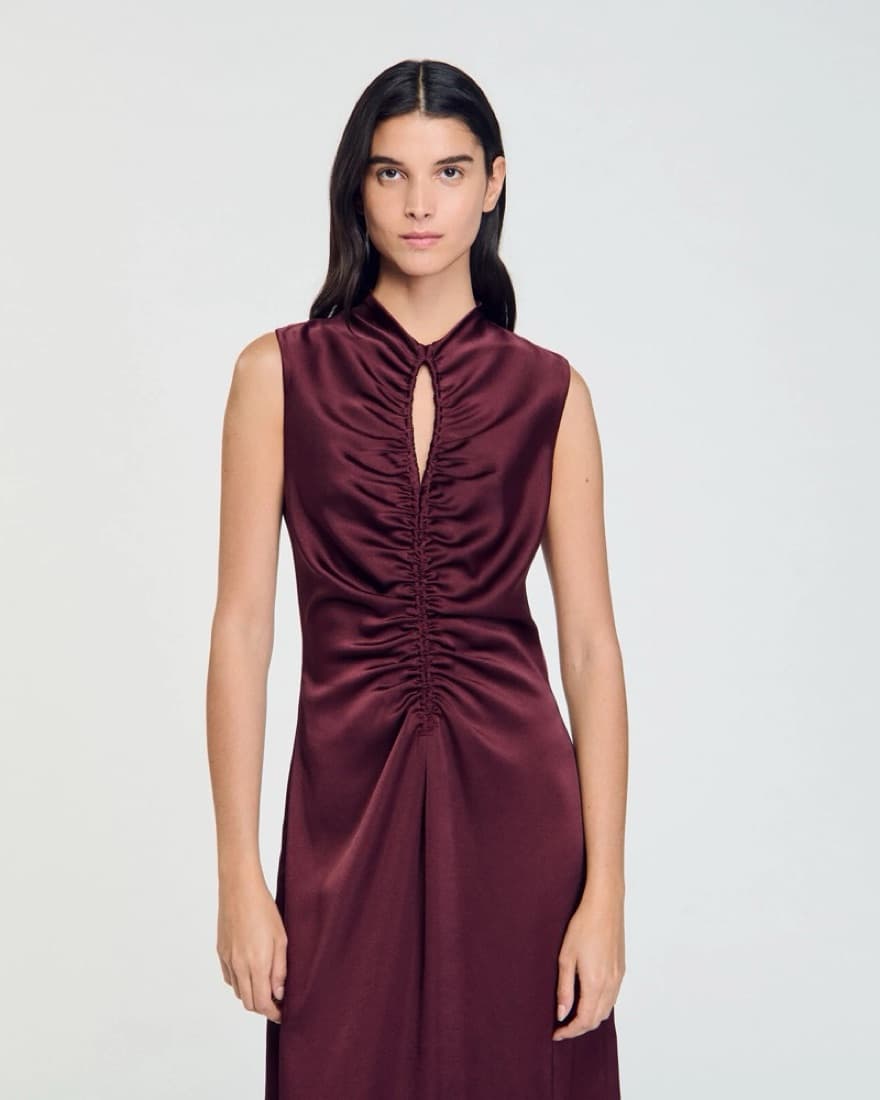 Sandro Draped Burgundy dress  - Image 2