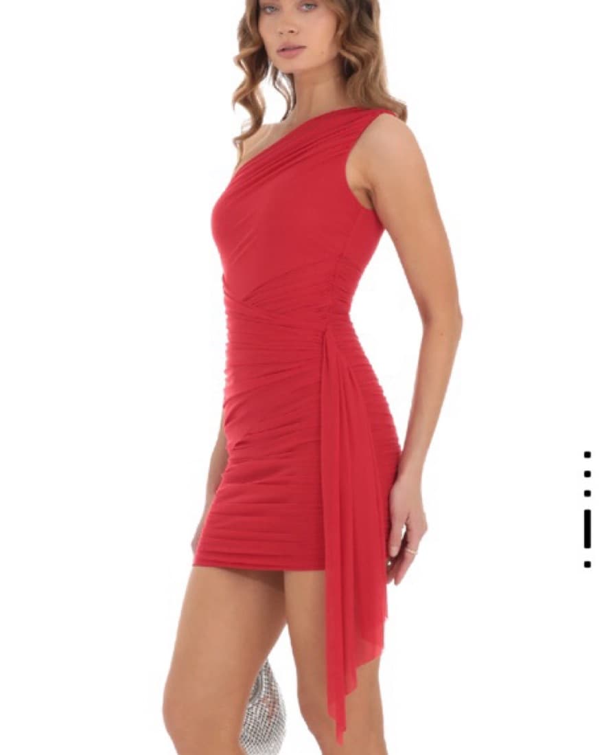 Red Lucy in the Sky One Shoulder Dress - Image 3