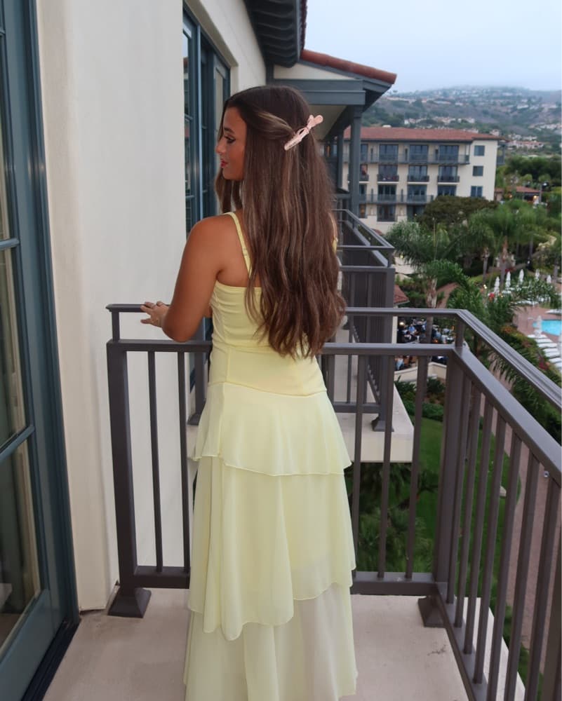 Elegant Tiered Yellow Maxi Dress - Image 4