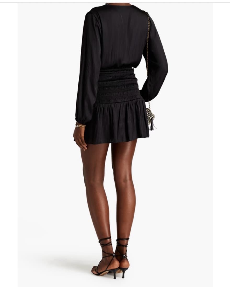 Maje Shirred Satin Mini Dress - Image 4
