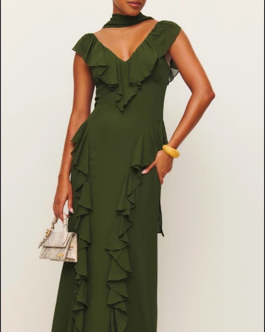 Reformation Silvana Dress In Fern Green - Image 1
