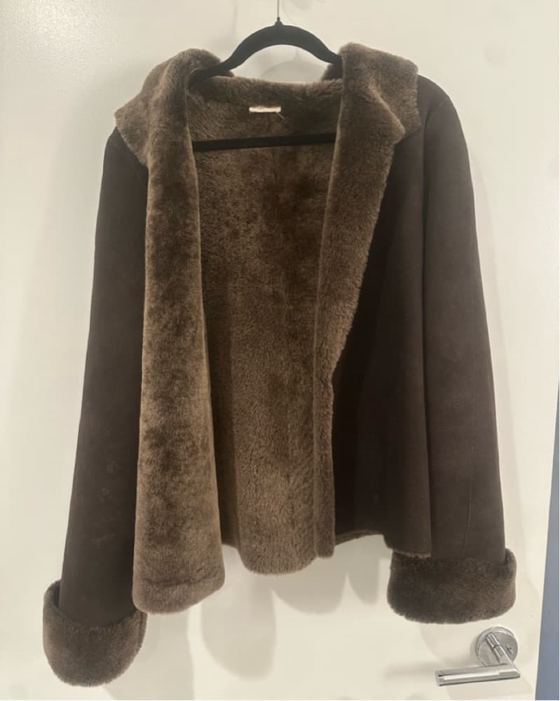 Vera Wang Brown Shearling Teddy Coat - Image 3