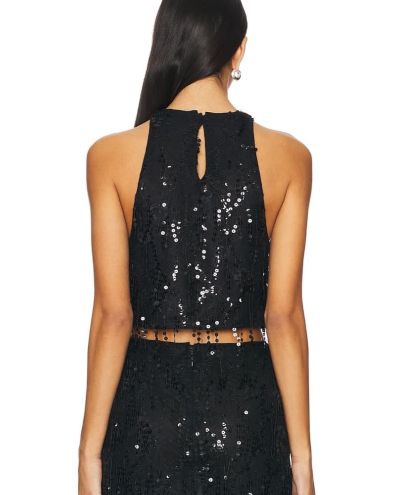Sequined Black Crop Top  - Image 2