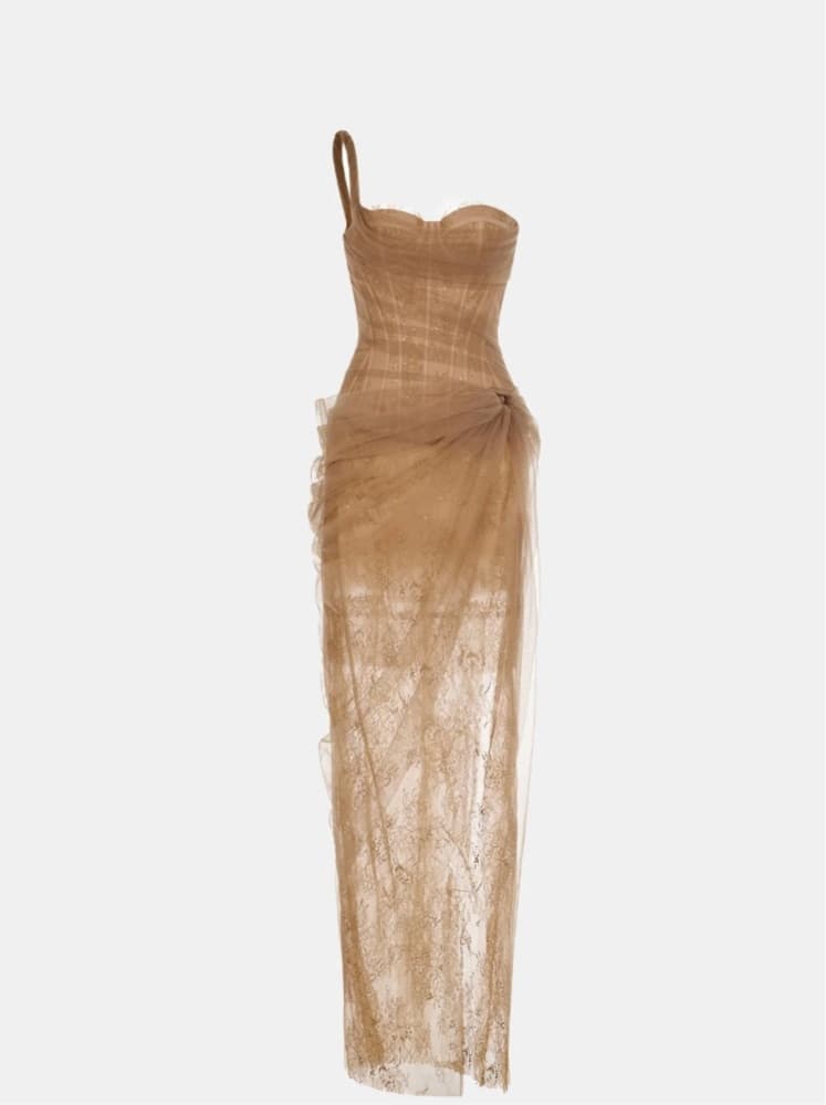 MARA | Montsand - Elegant Nude Lace Gown - Image 1