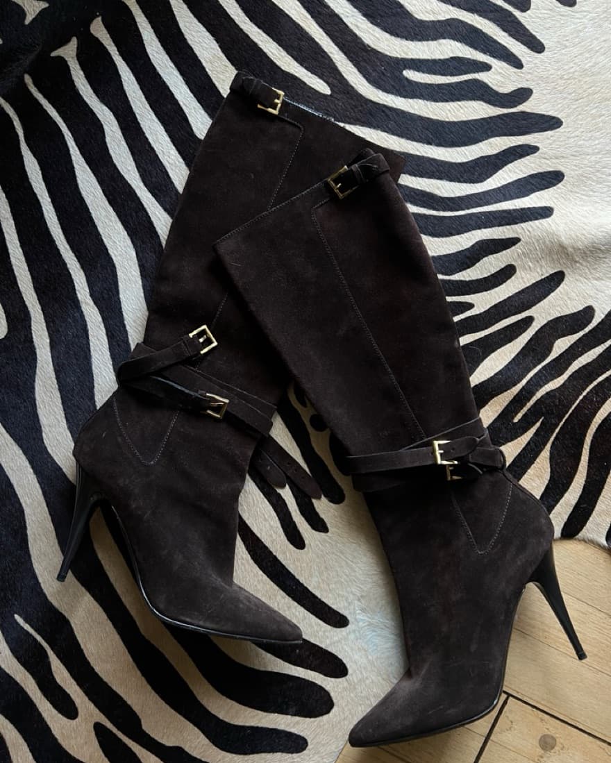 Vintage Burberry Brown Suede Boots - Image 1