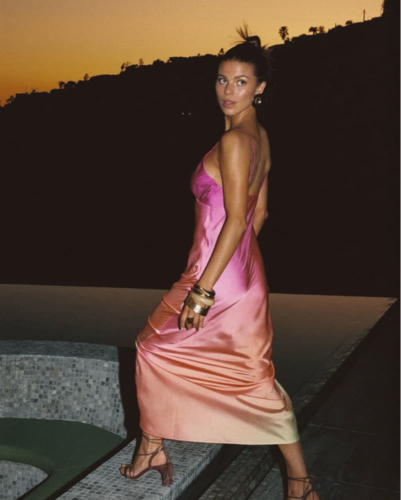 MIRABELLA PINK SATIN SORBET MAXI DRESS - Image 3