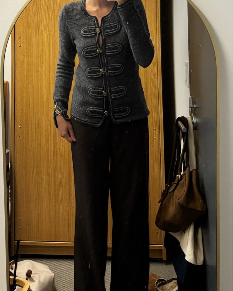 Trina Turk Gray Knit Button Jacket - Image 1