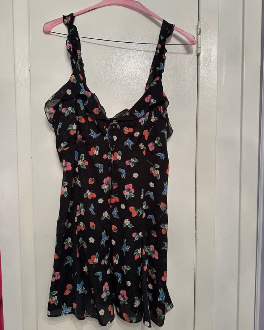 Zara berry / floral Black Dress - Image 5