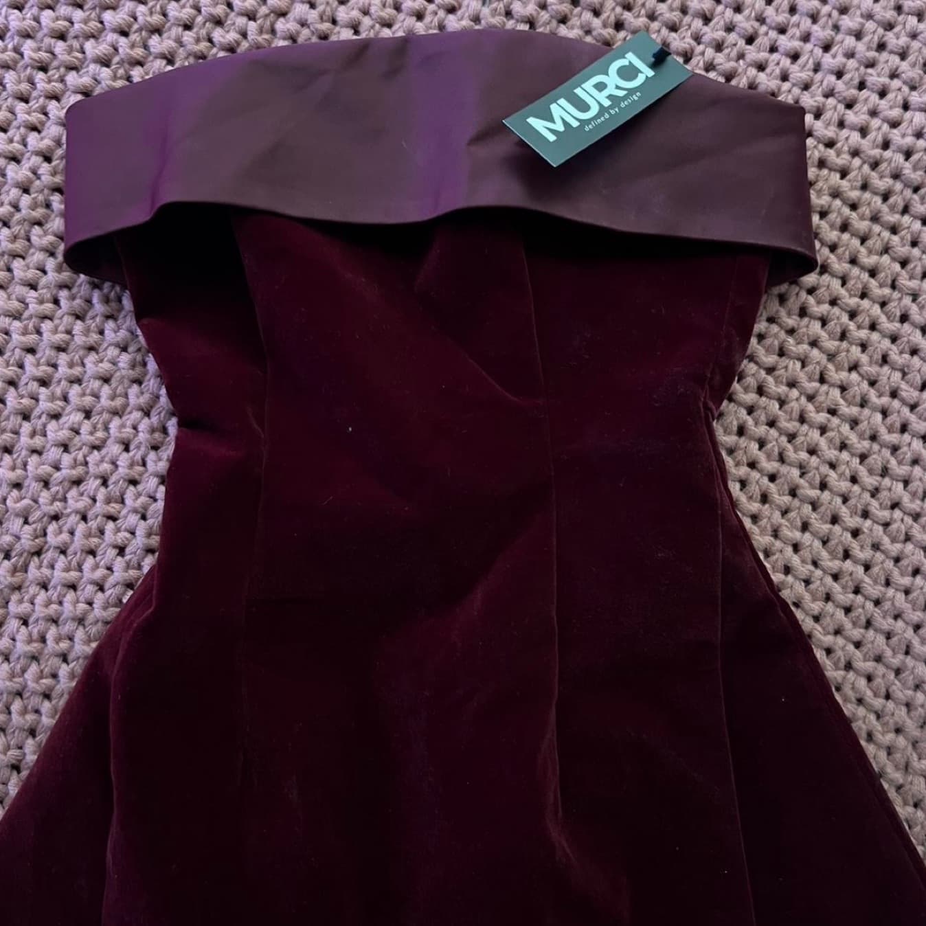 Maroon Velvet Mini Dress - Image 4