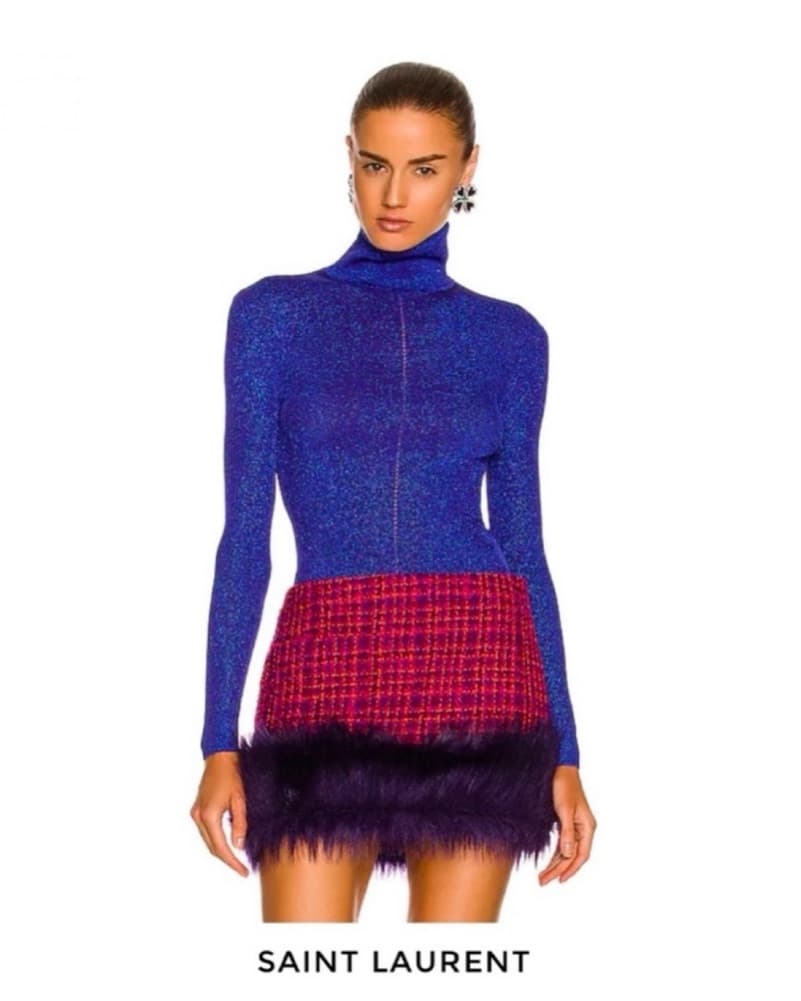 Ysl Tweed Fur Trim Skirt - Image 2