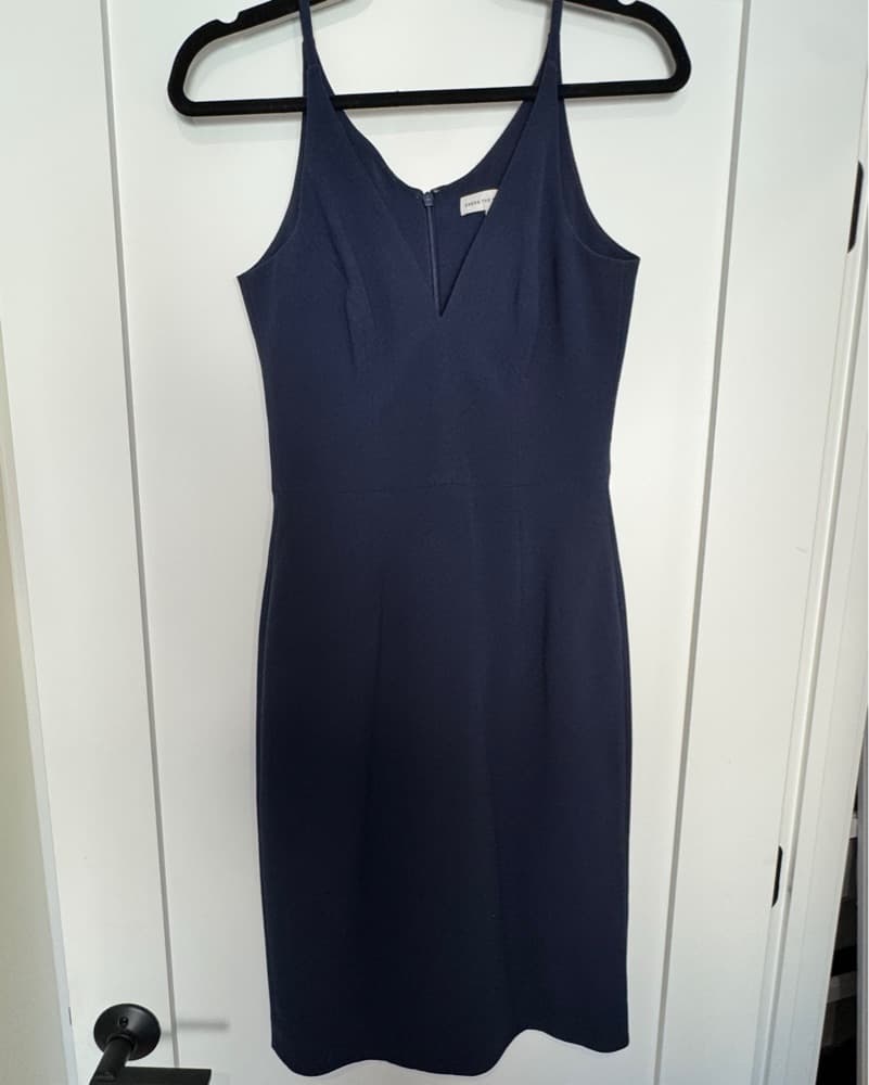 Chic Navy Blue Spaghetti Strap Dress - Image 1